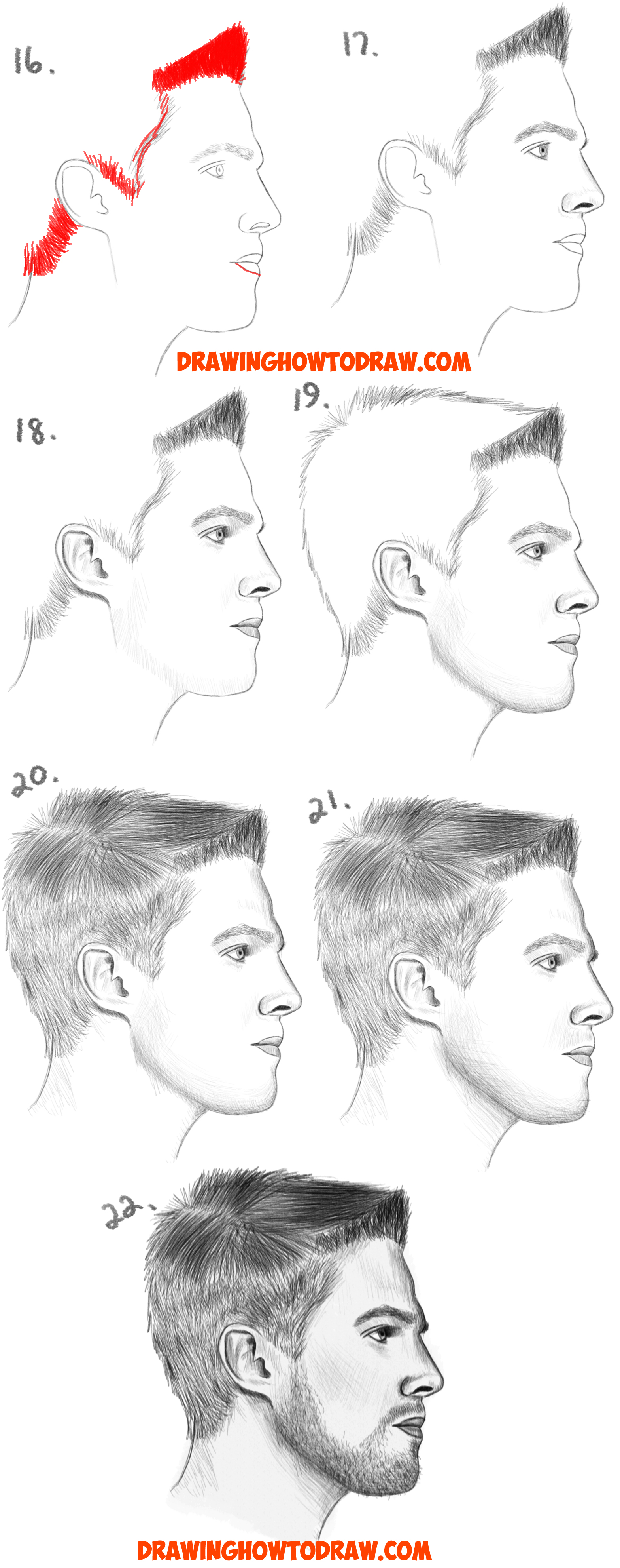 How to Draw a Face from the Side Profile View (Male / Man) Easy Step by