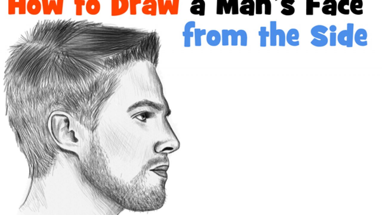 how to draw a man face side view
