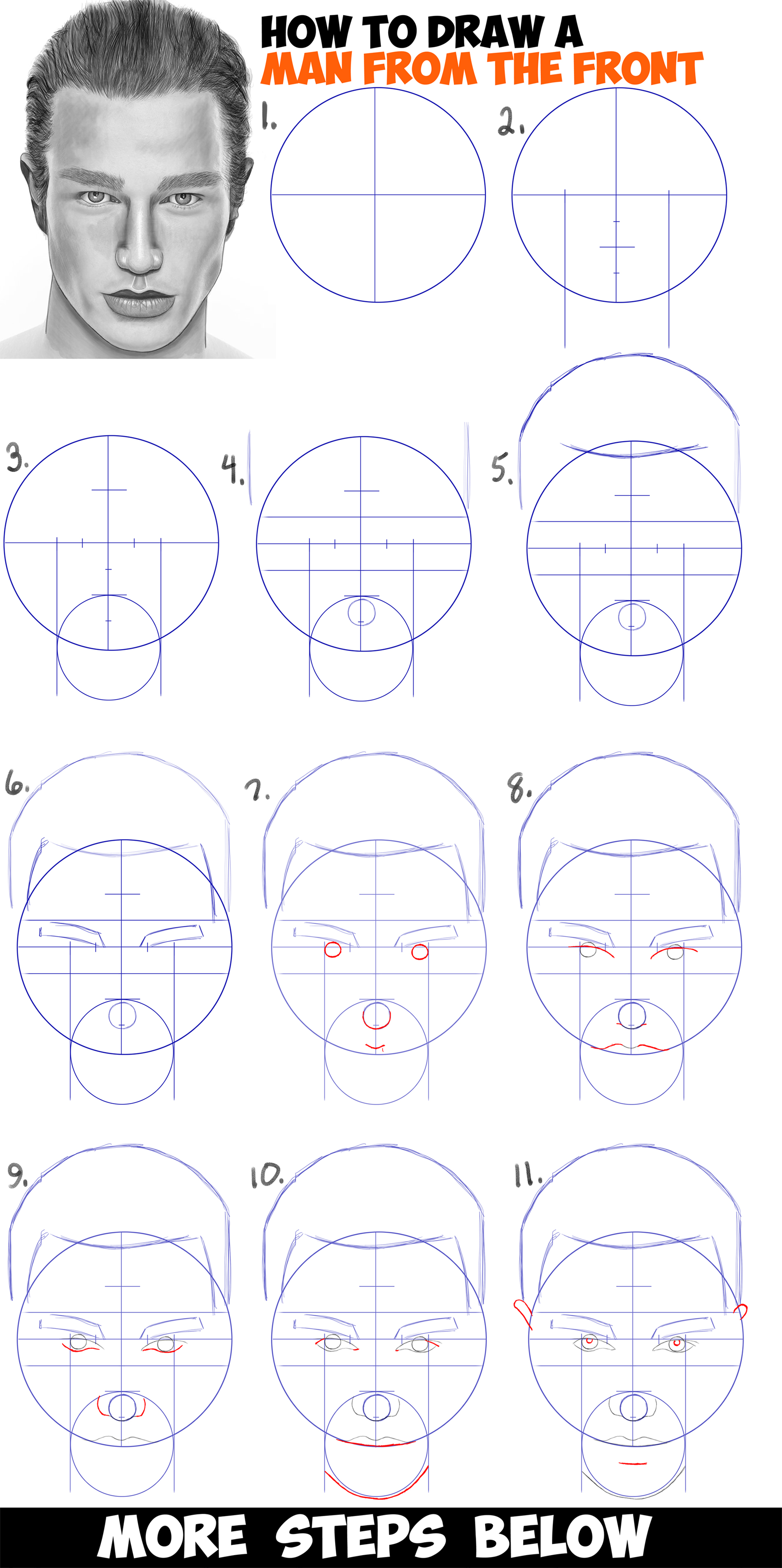 30 How To Draw A Face Step By Step Drawing Heads Guy Drawing | Images ...