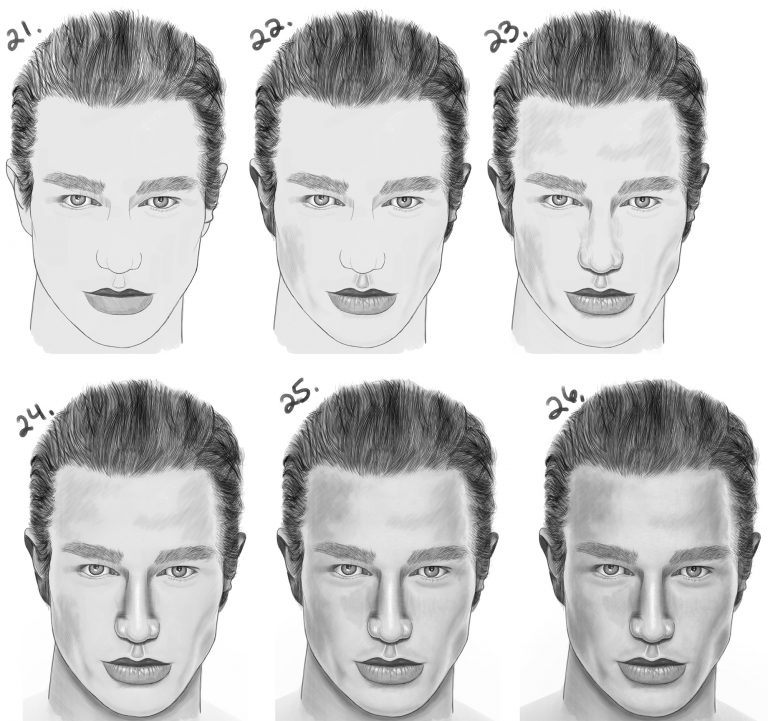 How to Draw a Man’s Face from the Front View (Male) Easy Step by Step ...