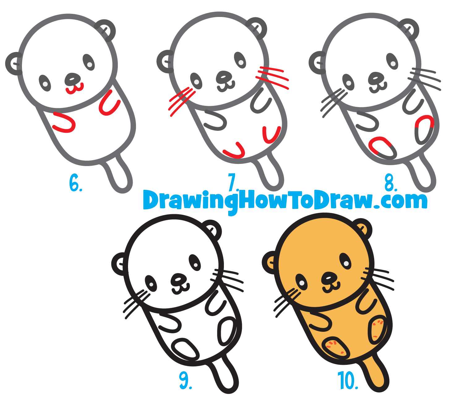 How To Draw A Sea Otter Step By Step Easy