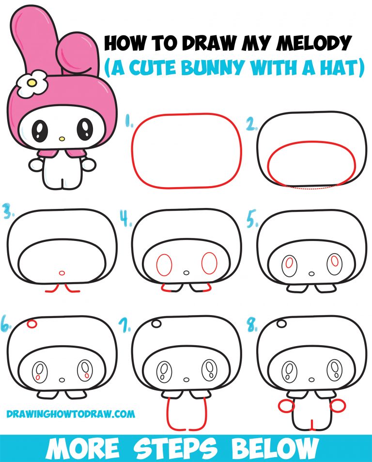 How to Draw Kawaii / Chibi My Melody from Hello Kitty : A Cute Bunny ...