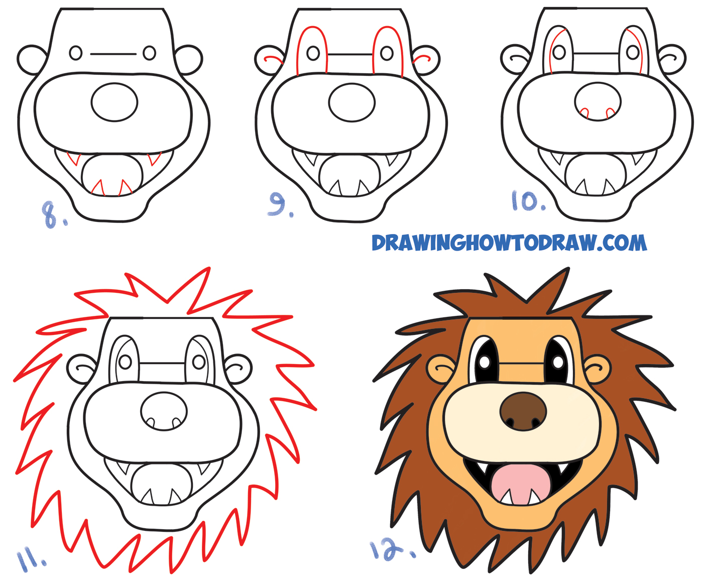 Premium Vector | How to draw cute lion cartoon for learning kid coloring  book vector illustration