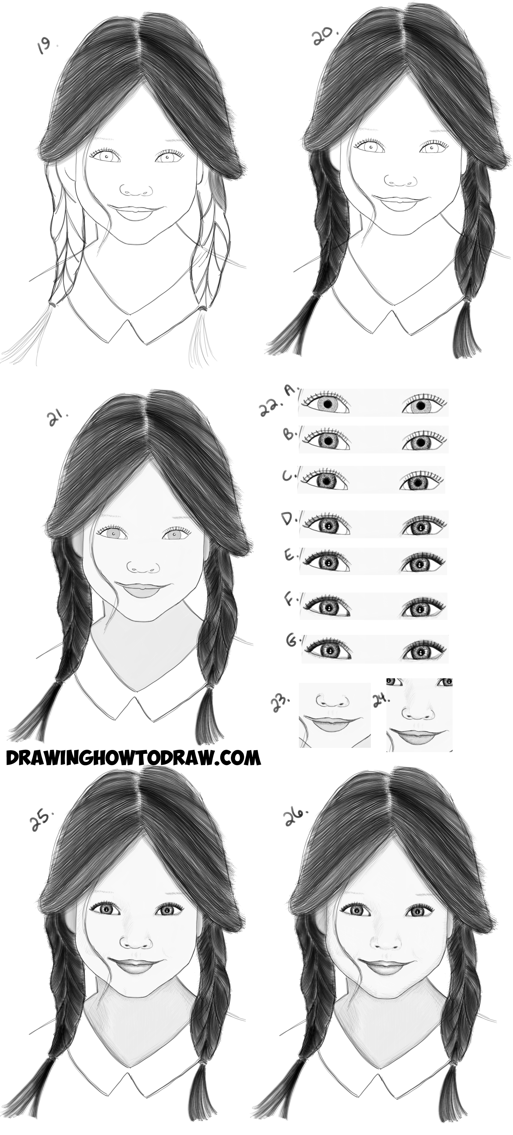 How To Draw A Realistic Cute Little Girl s Face Head Step By Step 