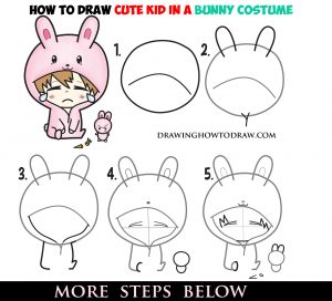 How to Draw a Cute Chibi Character in Bunny Rabbit Onesie Pajamas ...