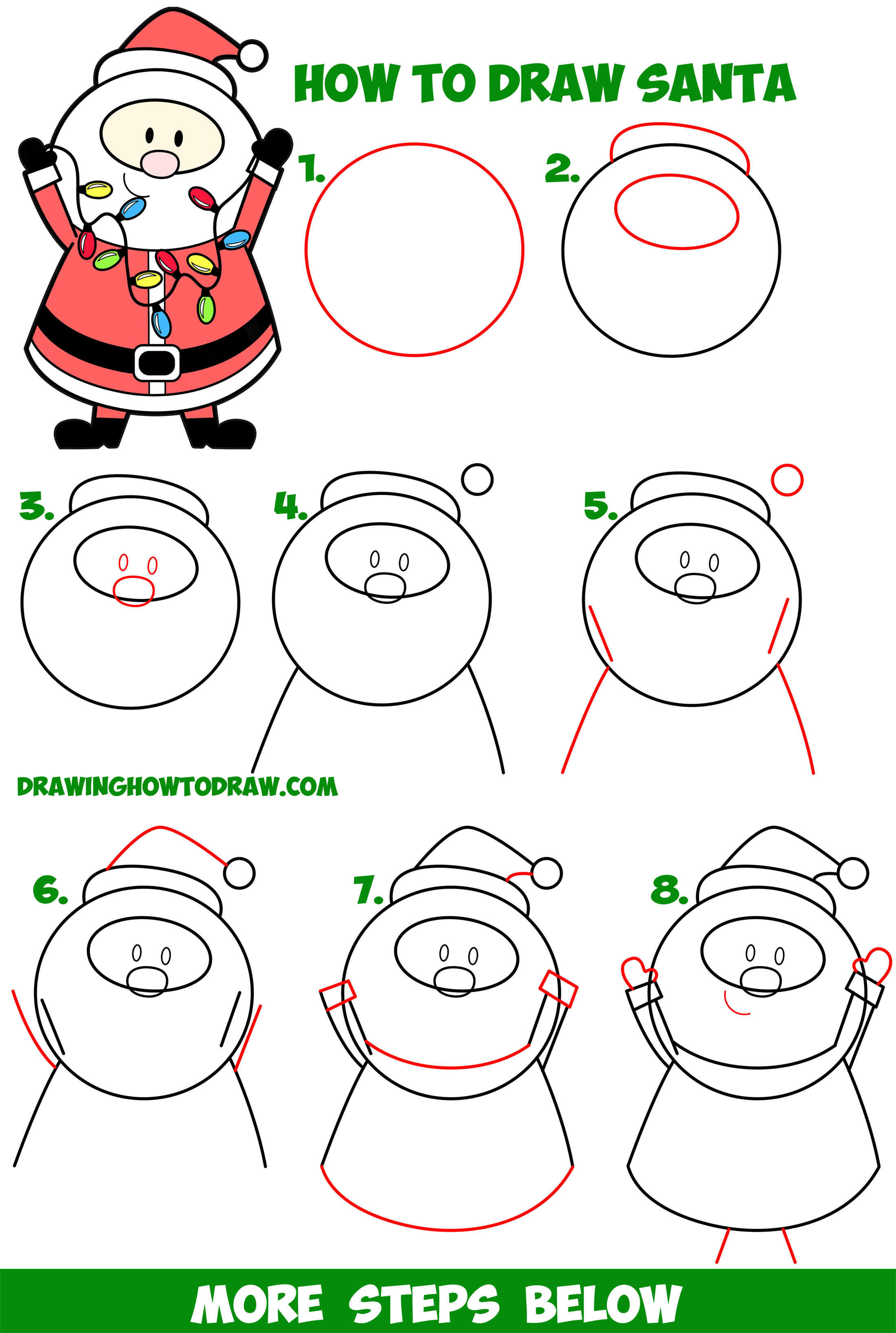 How to Draw a Santa Claus – Step by Step Drawing Tutorial - Easy Peasy and  Fun