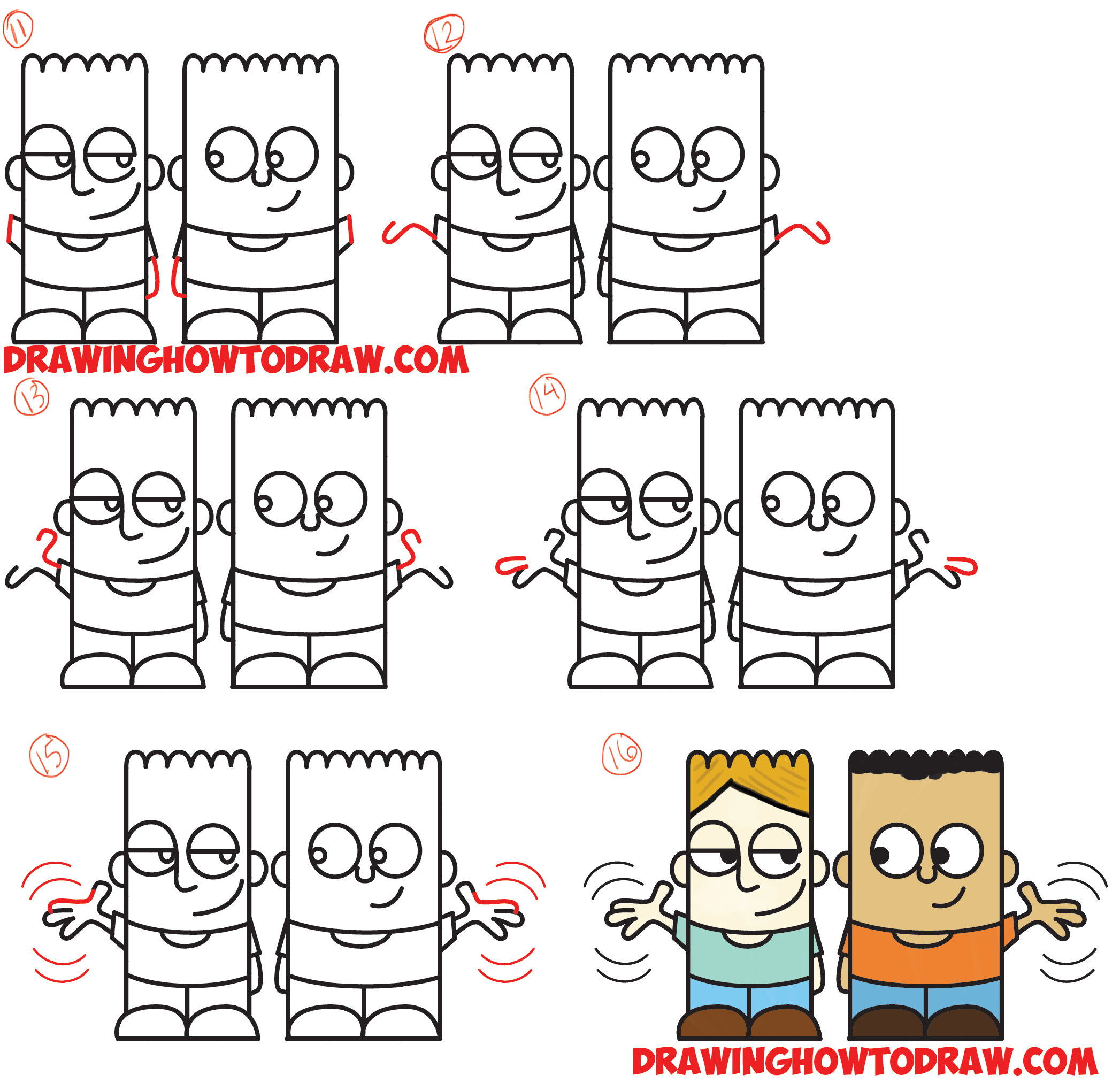 How To Draw 2 Cartoon Characters From The Word hello Easy Step By 