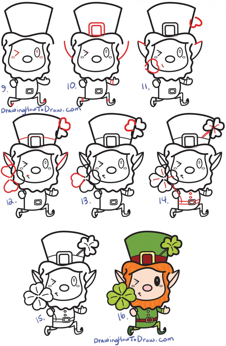 How to Draw a Cute Cartoon Leprechaun for Saint Patrick's Day Easy Step