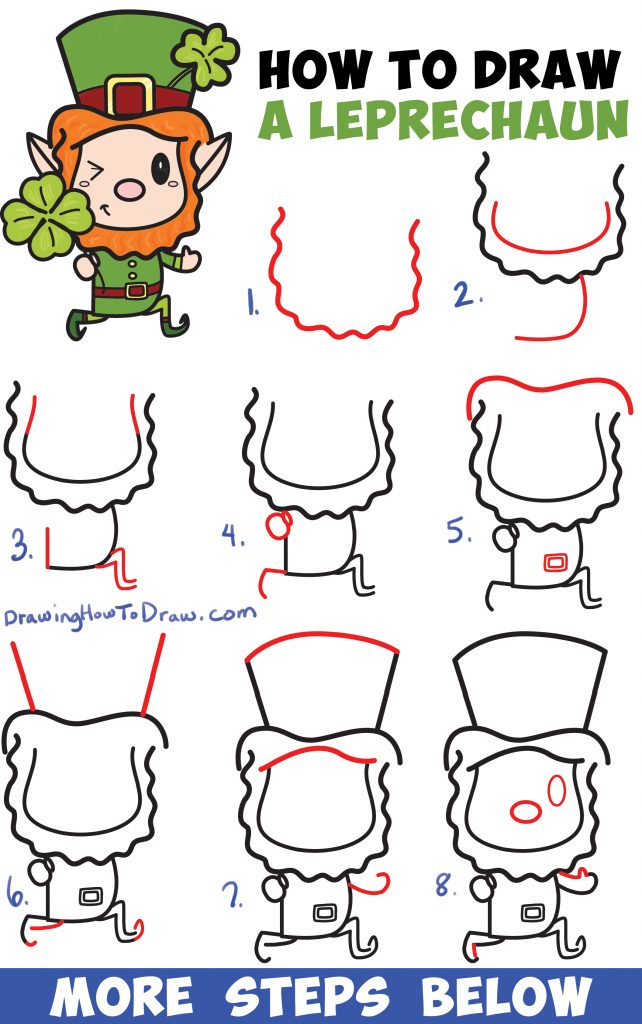 How to Draw a Cute Cartoon Leprechaun for Saint Patrick's Day Easy Step