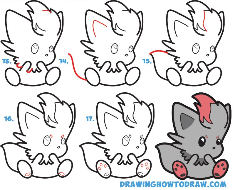 How to Draw Cute Zorua Pokemon with Easy Step by Step Drawing Tutorial ...