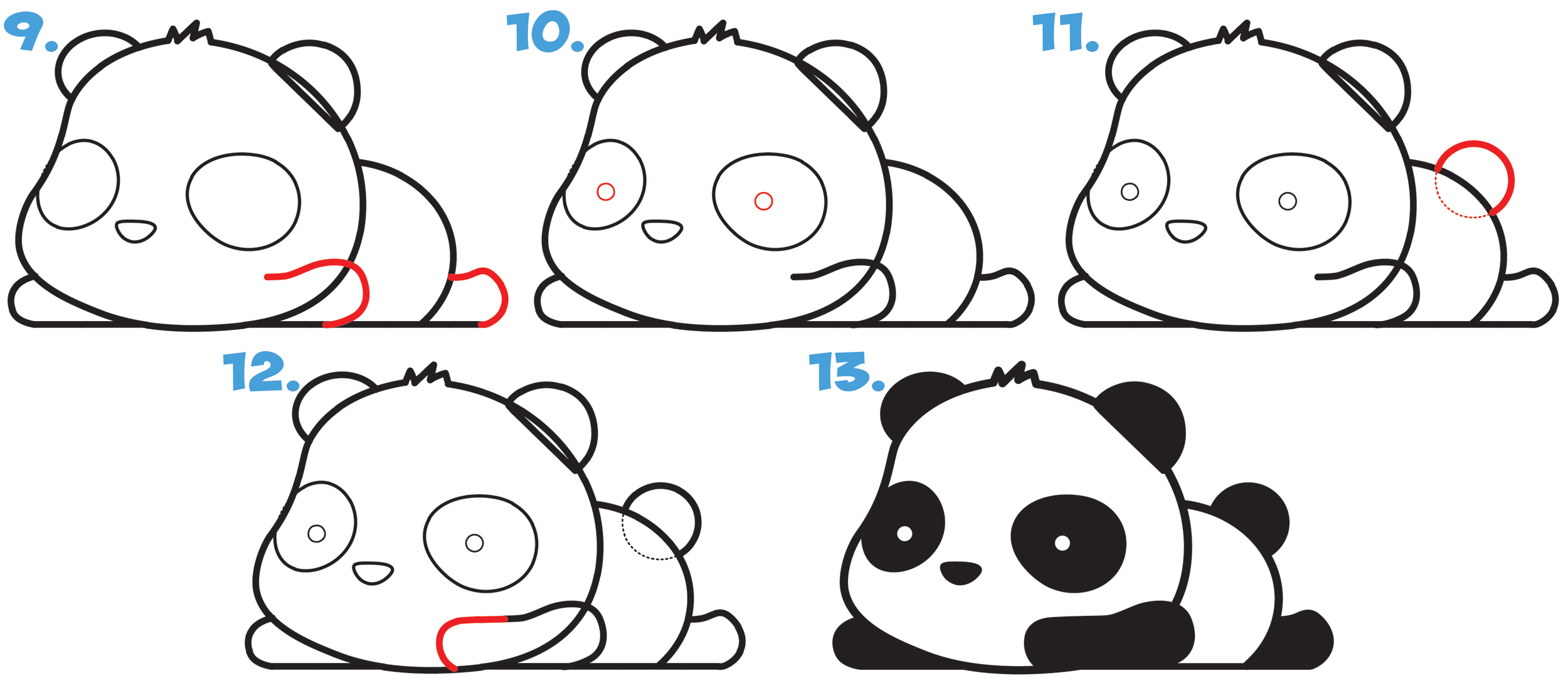 how to draw a cute panda bear