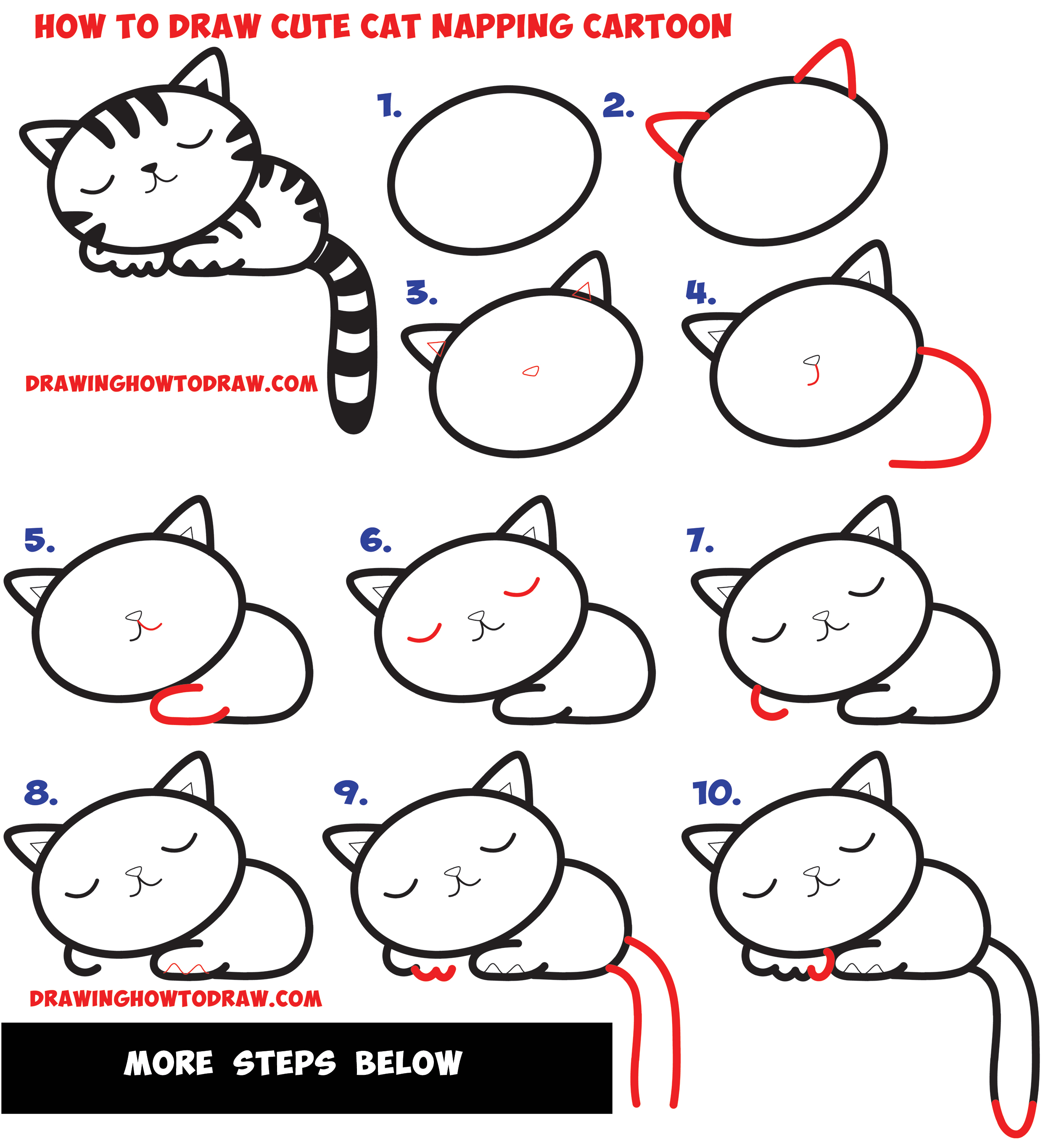 cute cat drawing easy