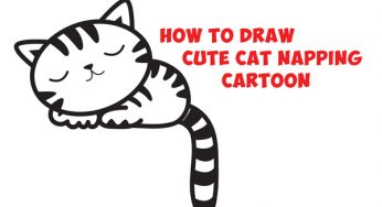 How to Draw a Supercute Kawaii / Cartoon Cat / Kitten Napping Easy Step by Step Drawing Tutorial for Kids