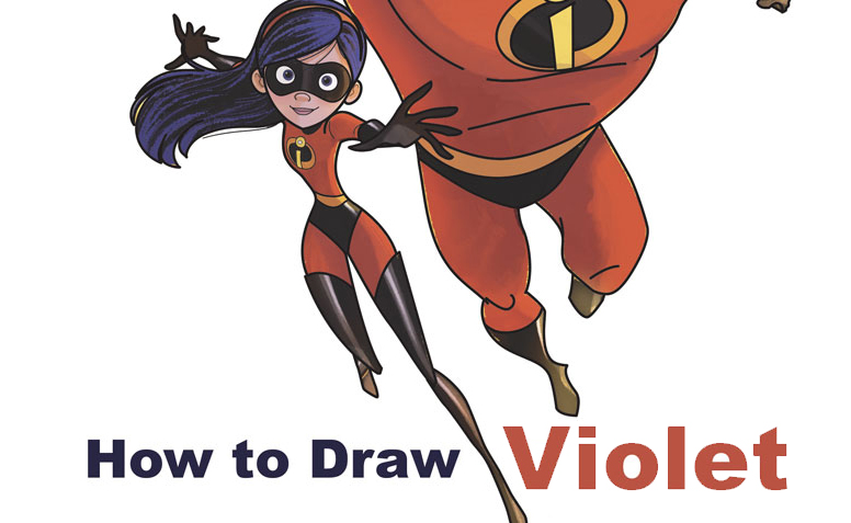 Learn How to Draw Violet, the Sister, from The Incredibles (Part 3 of Drawing The Incredibles 2 Family) Easy Step by Step Tutorial for Kids & Beginners