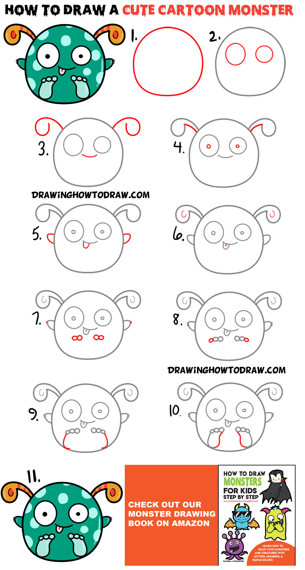 monster drawings step by step