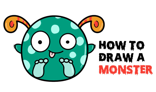 How To Draw A Monster For Kids, Step by Step, Drawing Guide, by Dawn -  DragoArt