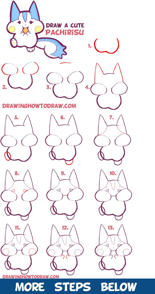 How To Draw Cute Pachirisu Pokemon With Easy Step By Step Drawing 