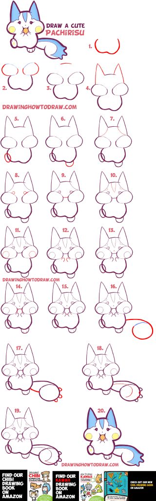 How to Draw Cute Pachirisu Pokemon with Easy Step by Step Drawing ...