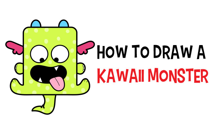 How to Draw a Cute Kawaii Monster with Easy Step by Step Drawing ...