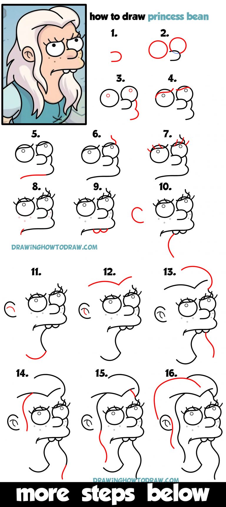 Learn How to Draw Princess Bean from Disenchantment Easy Step by Step ...