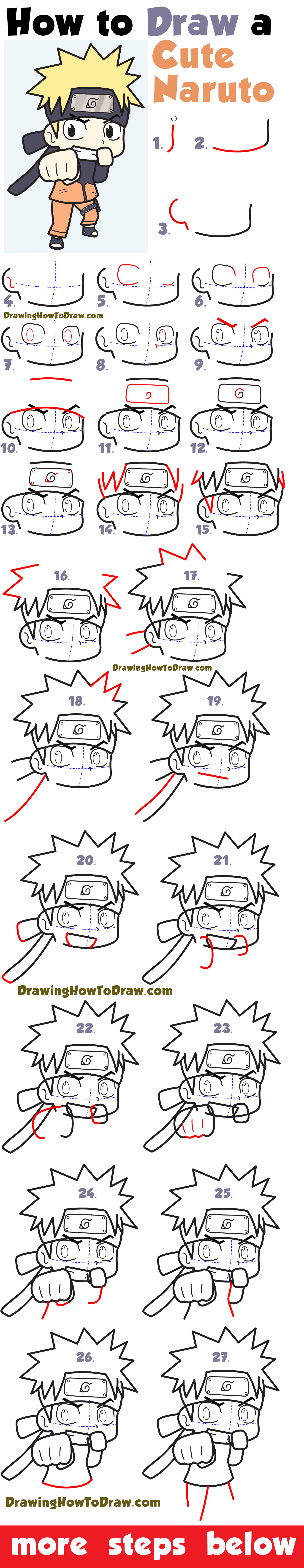 How to draw guide – learn how to draw » Learn to draw Naruto in 6