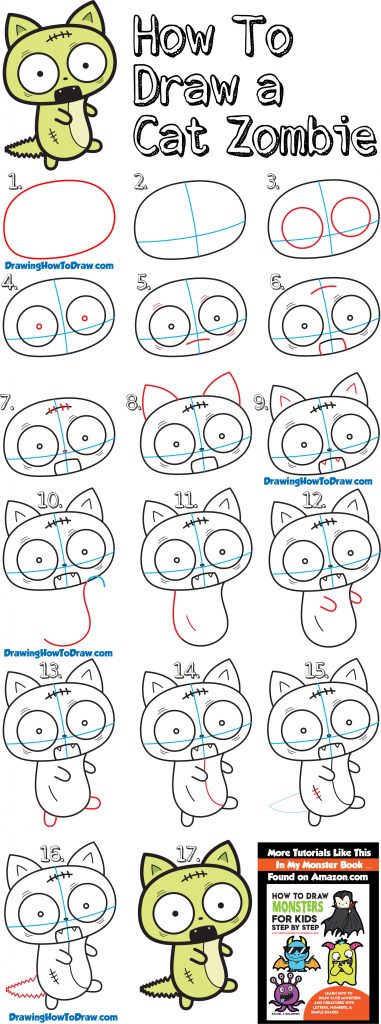 How to Draw a Cat Zombie for Halloween Easy Step by Step Drawing ...