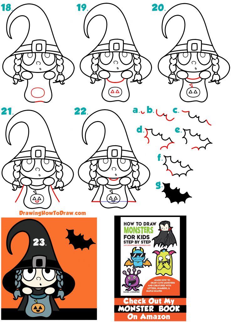 How to Draw a Cute Cartoon Kid Dressed Up as a Witch for Halloween ...