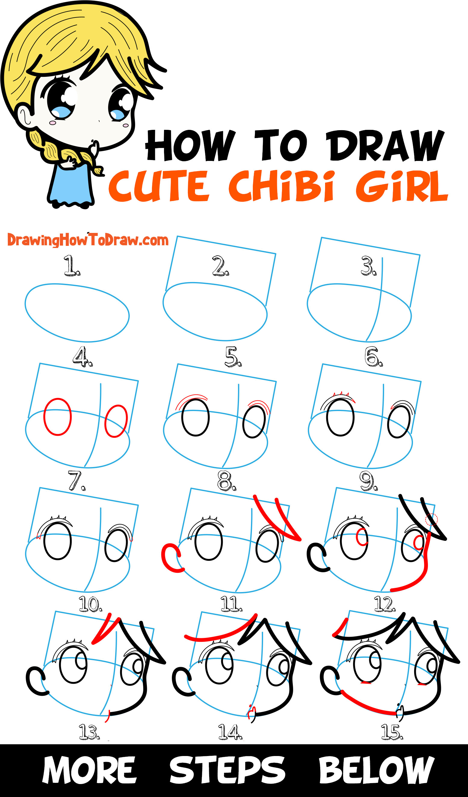 How to Draw a Supercute Chibi Girl with Easy Step by Step Drawing ...