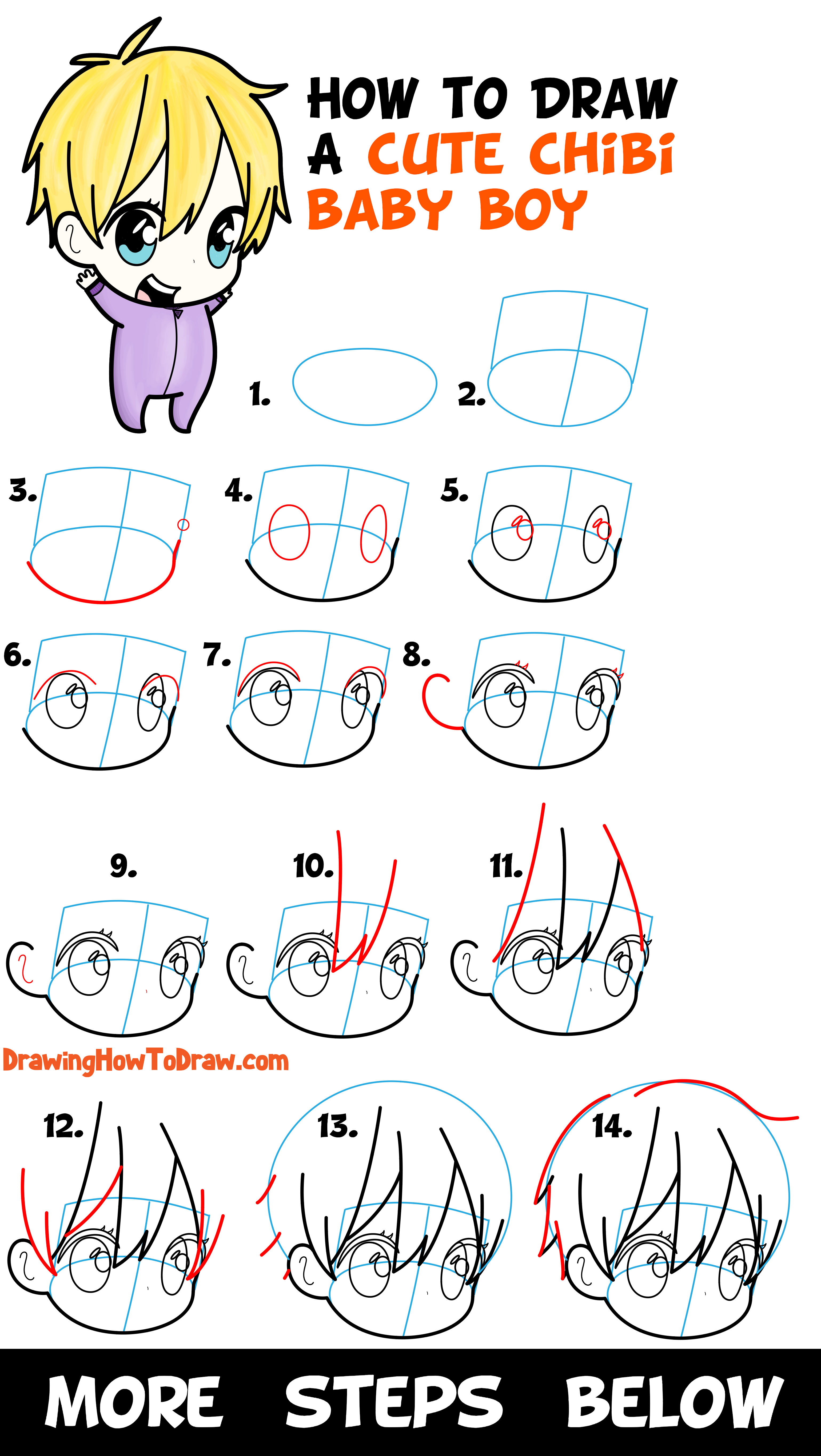 how to draw a cute chibi boy easy step by step drawing lesson for kids beginners