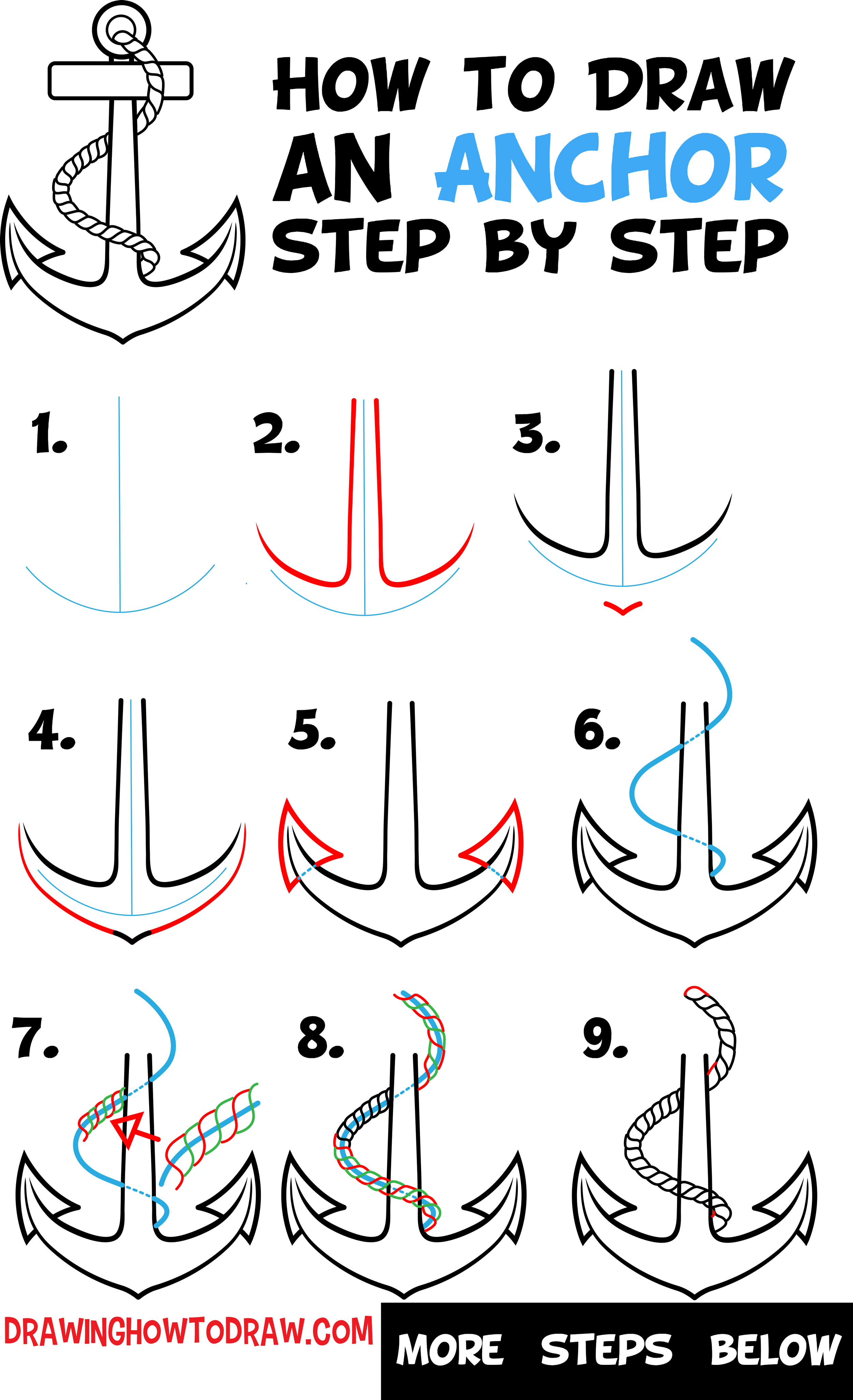 How To Draw An Anchor Easy Anchor Drawings Easy Drawings Drawings
