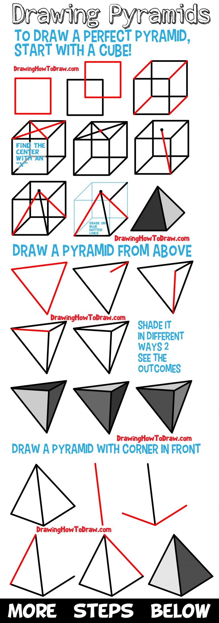 How To Draw Pyramids : Guide To Drawing Pyramids From Different Angles ...