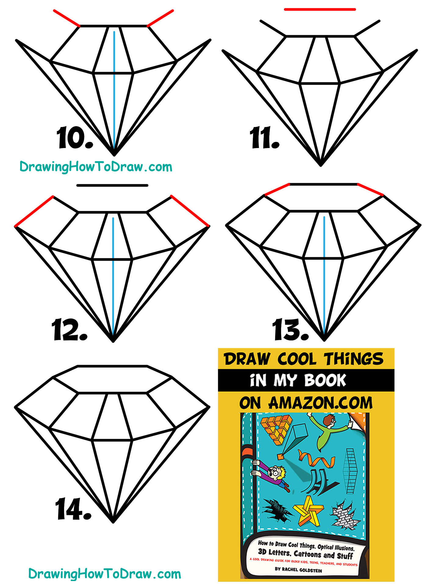 How To Draw A 3d Diamond Step By Step Drawing Art Ideas
