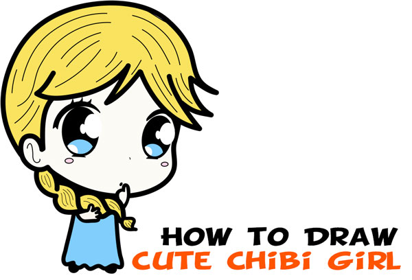 How to Draw a Supercute Chibi Girl with Easy Step by Step Drawing Lesson for Kids & Beginners
