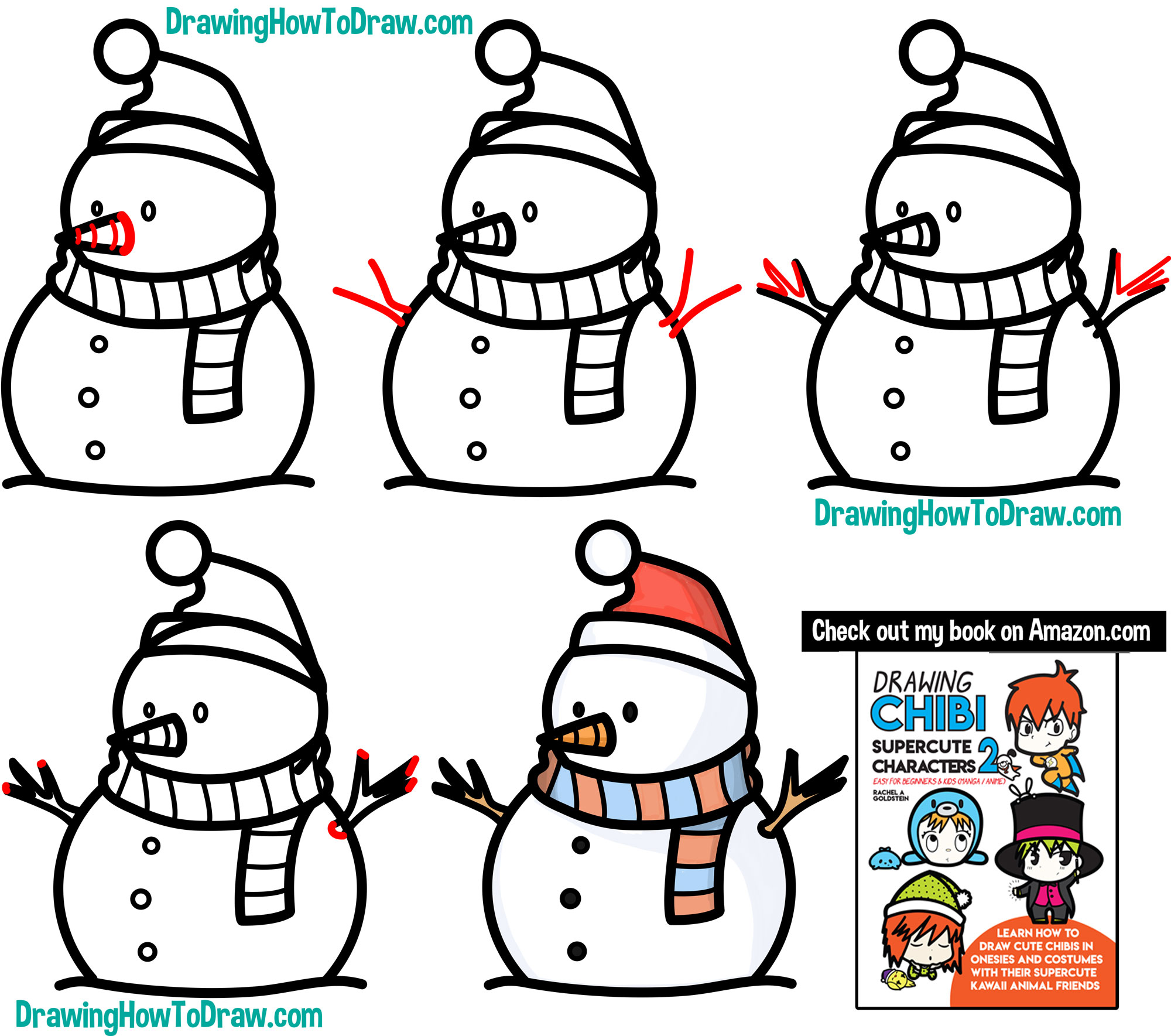 How to Draw a Snowman Easy Step by Step Drawing Tutorial for Kids How