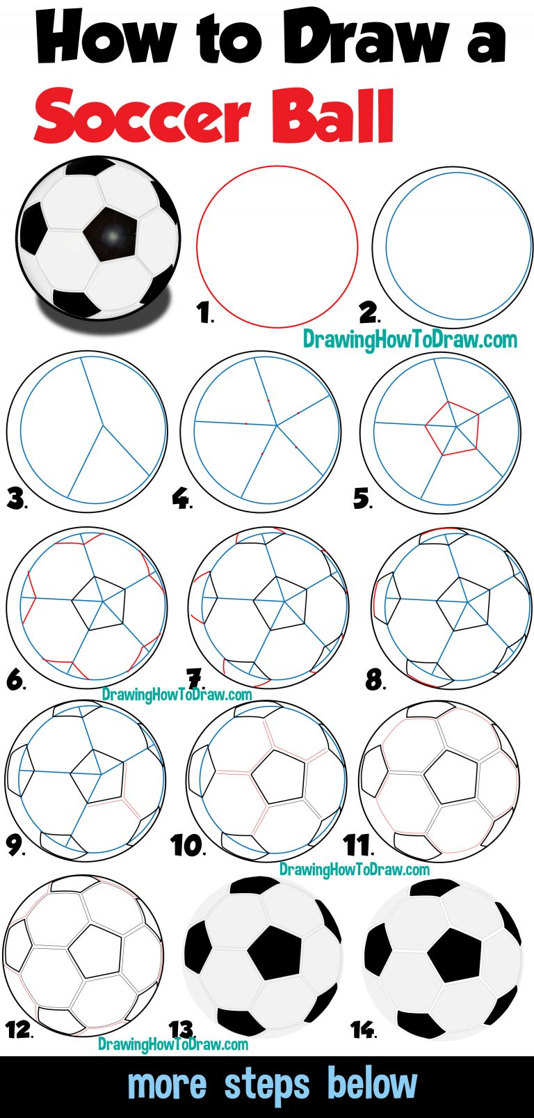 How to Draw a Soccer Ball Easy Step by Step Drawing Tutorial for ...