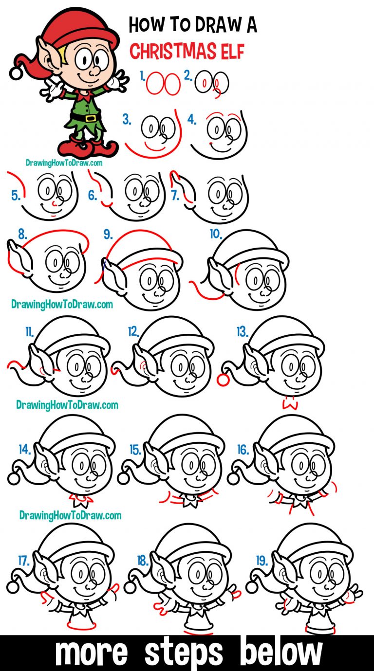 How to Draw an Elf for Christmas Easy Step by Step Drawing Lesson for Kids – How to Draw Step by 