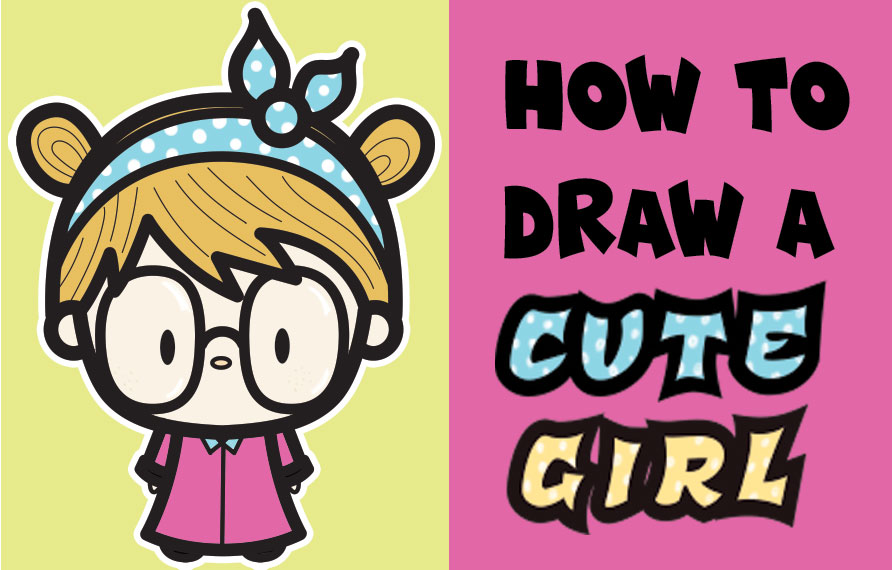 How to Draw a Cute Kawaii Girl with Buns, Headband, and Glasses