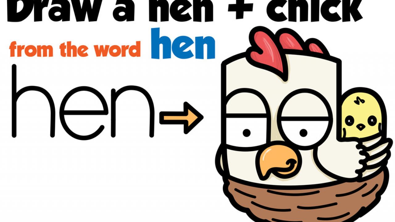howtodraw cartoon hen chick from the word easy steps