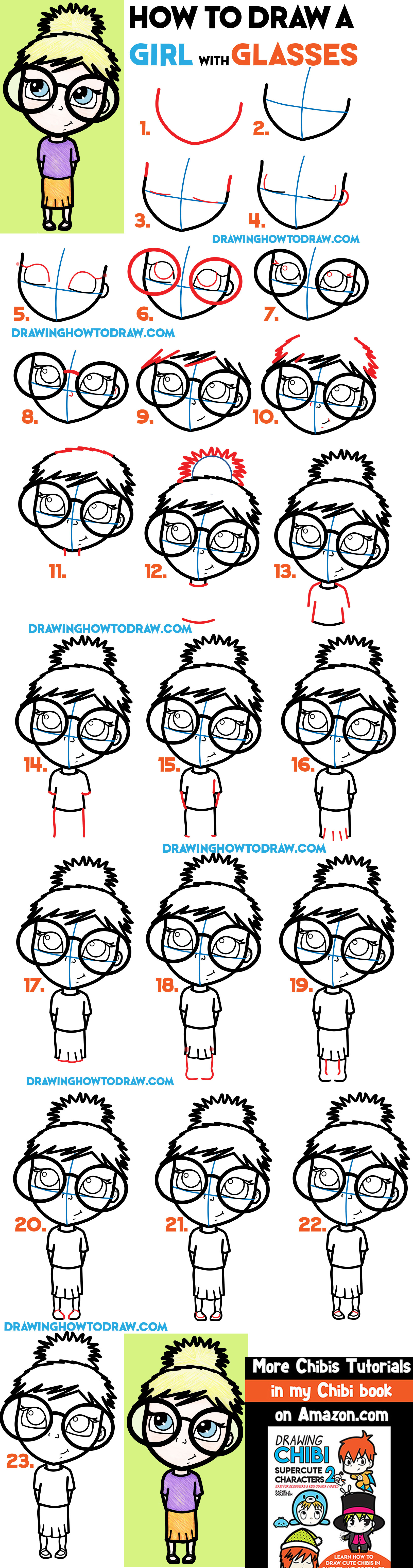 Step by step to draw a cute girl. Drawing tutorial a cute girl. Drawing  lesson for children. Vector illustration 26536857 Vector Art at Vecteezy