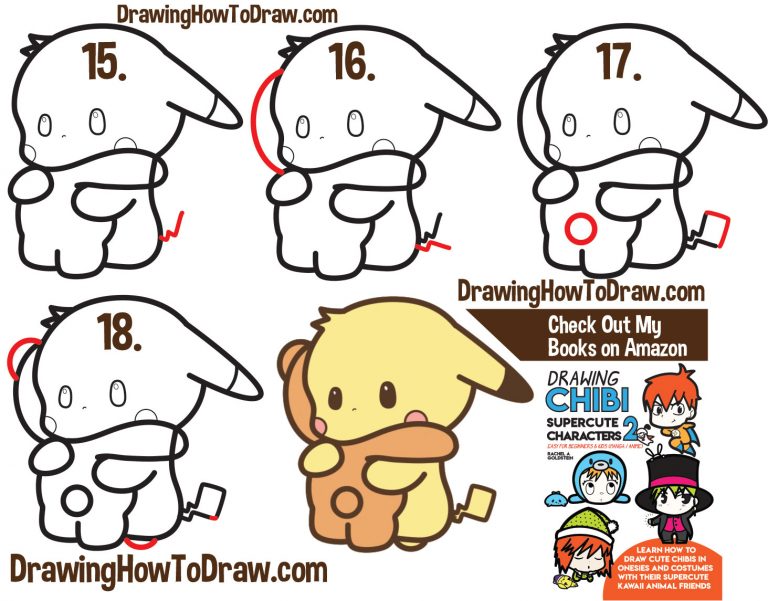 How to Draw a Cute Chibi Pikachu and Teddiursa (Pokemon) Hugging Easy ...