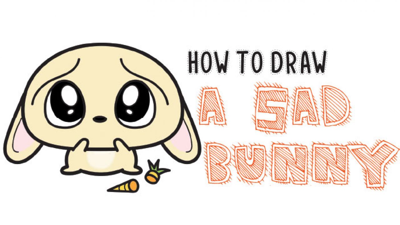 How to Draw a Sad, Scared, Worried Cartoon Bunny Rabbit with Easy ...