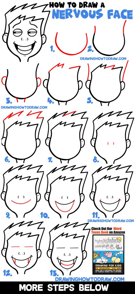 How to Draw Cartoon Facial Expressions : Uneasy, Uncomfortable ...