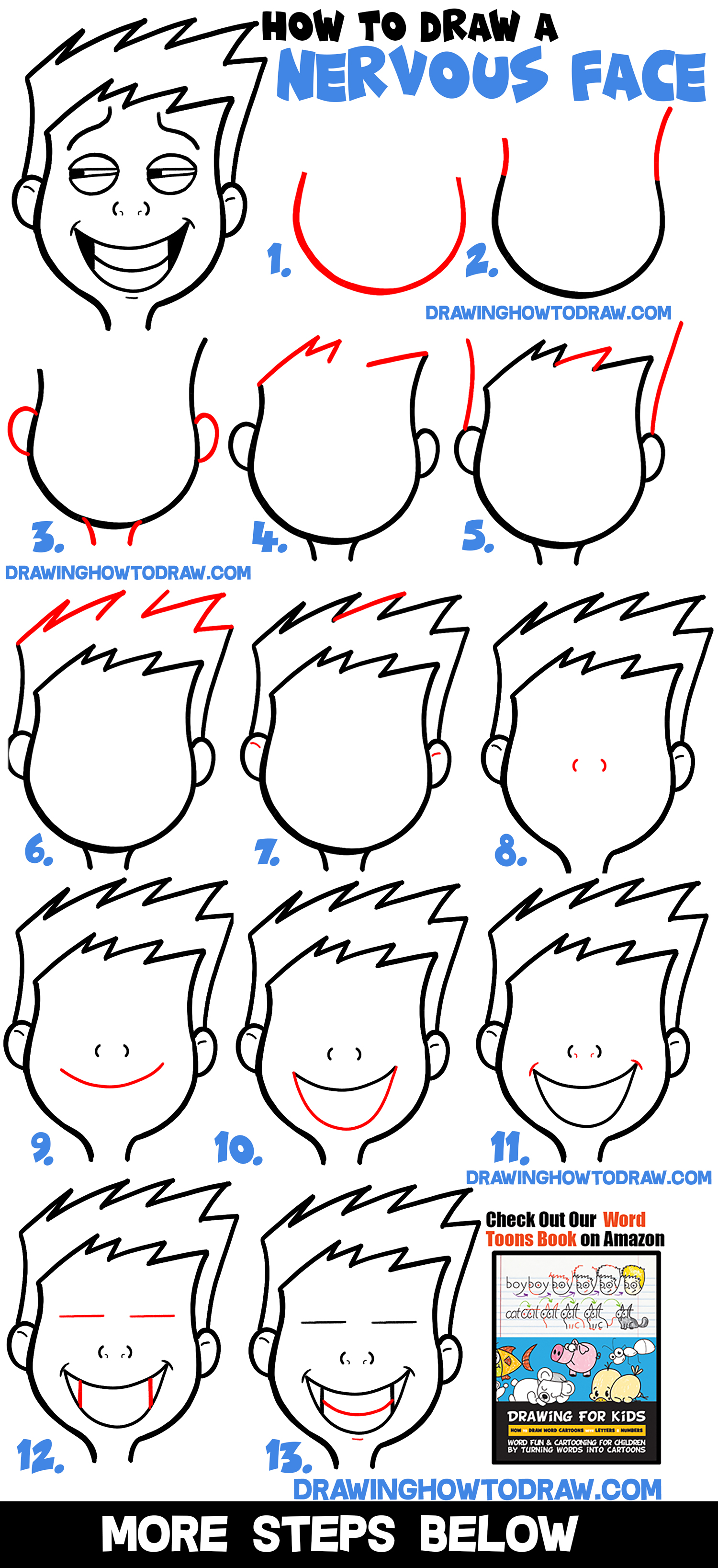 How to Draw Cartoon Facial Expressions Uneasy,