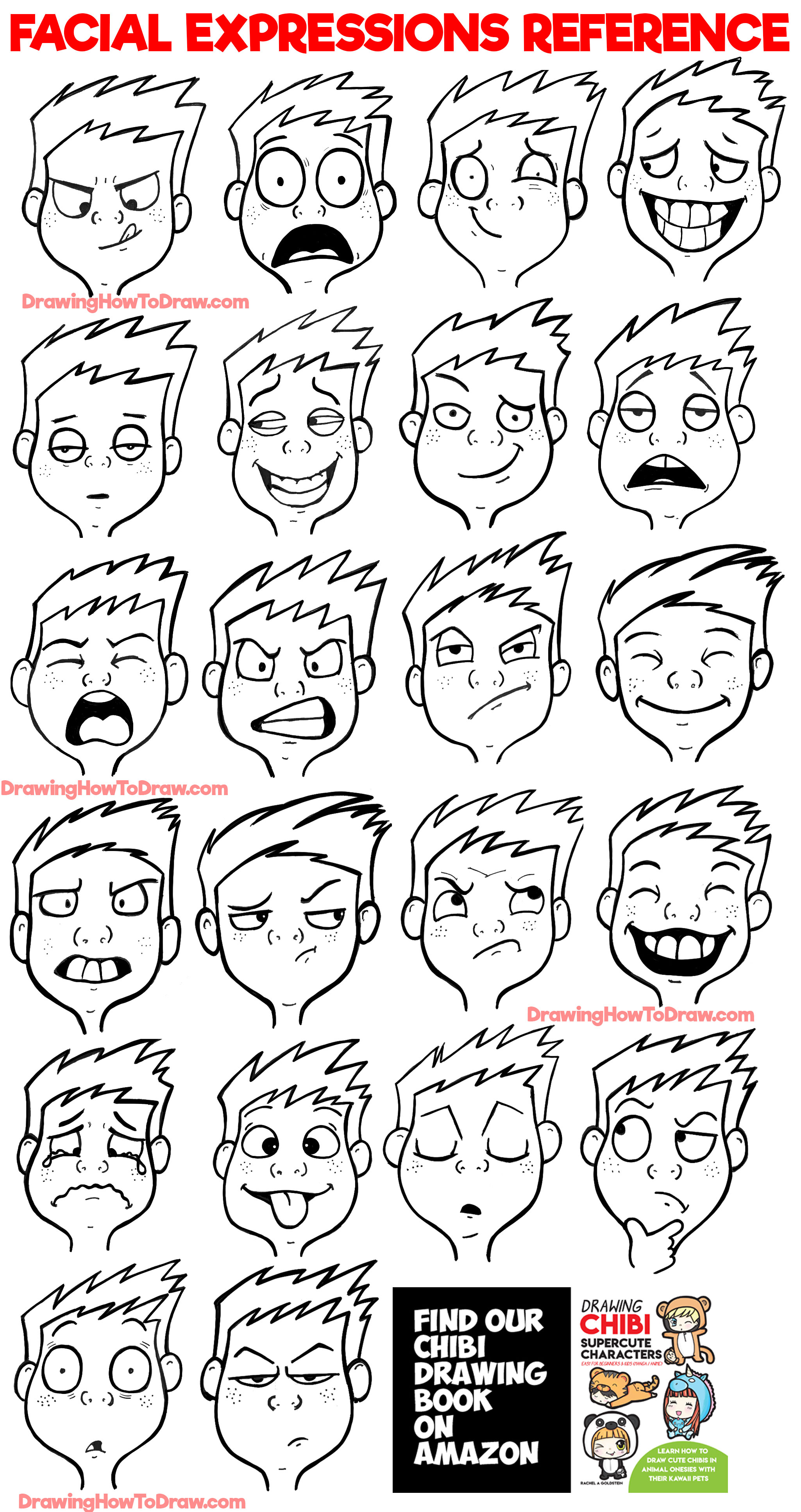 How To Draw Face Expressions Cartoon - Cartoon Drawing Facial ...
