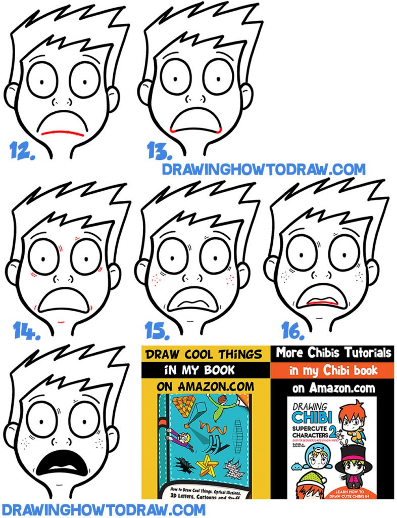 How to Draw Cartoon Facial Expressions Scared, Petrified, Afraid