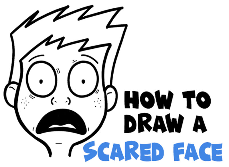terrified face drawing