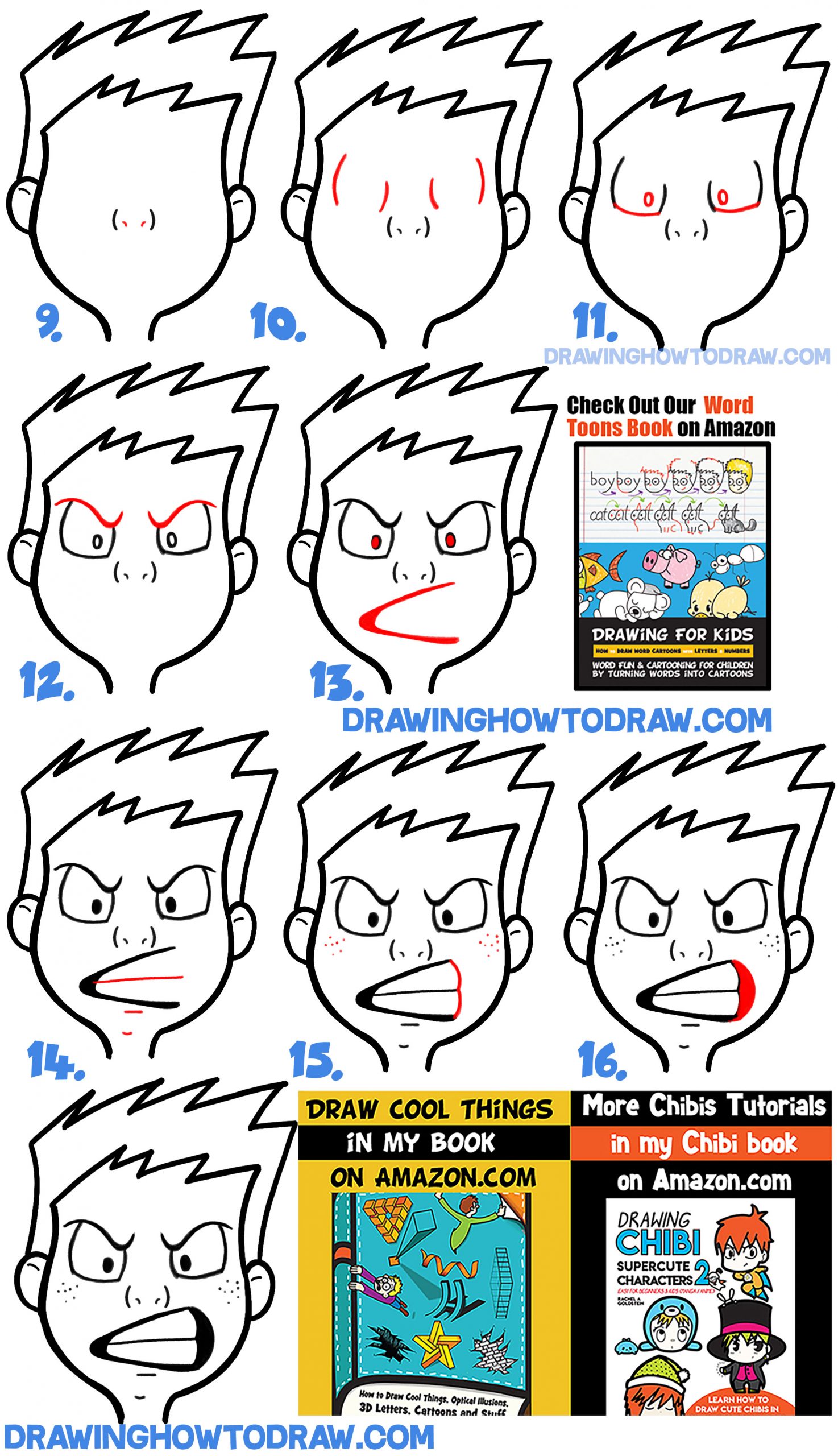 How to Draw Cartoon Facial Expressions : Angry, Furious, Mad – How to ...