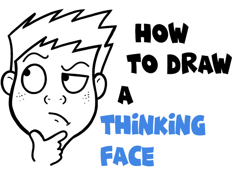 how to draw thinking figuring out cartoon face simple steps tutorial