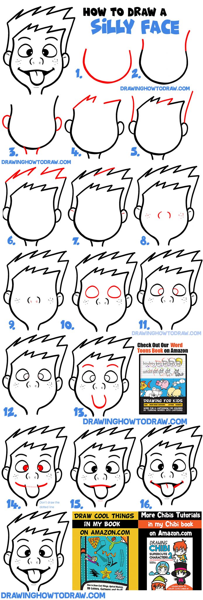 How To Draw Cartoon Facial Expressions Silly Faces Tongue Sticking Out How To Draw Step By 1563