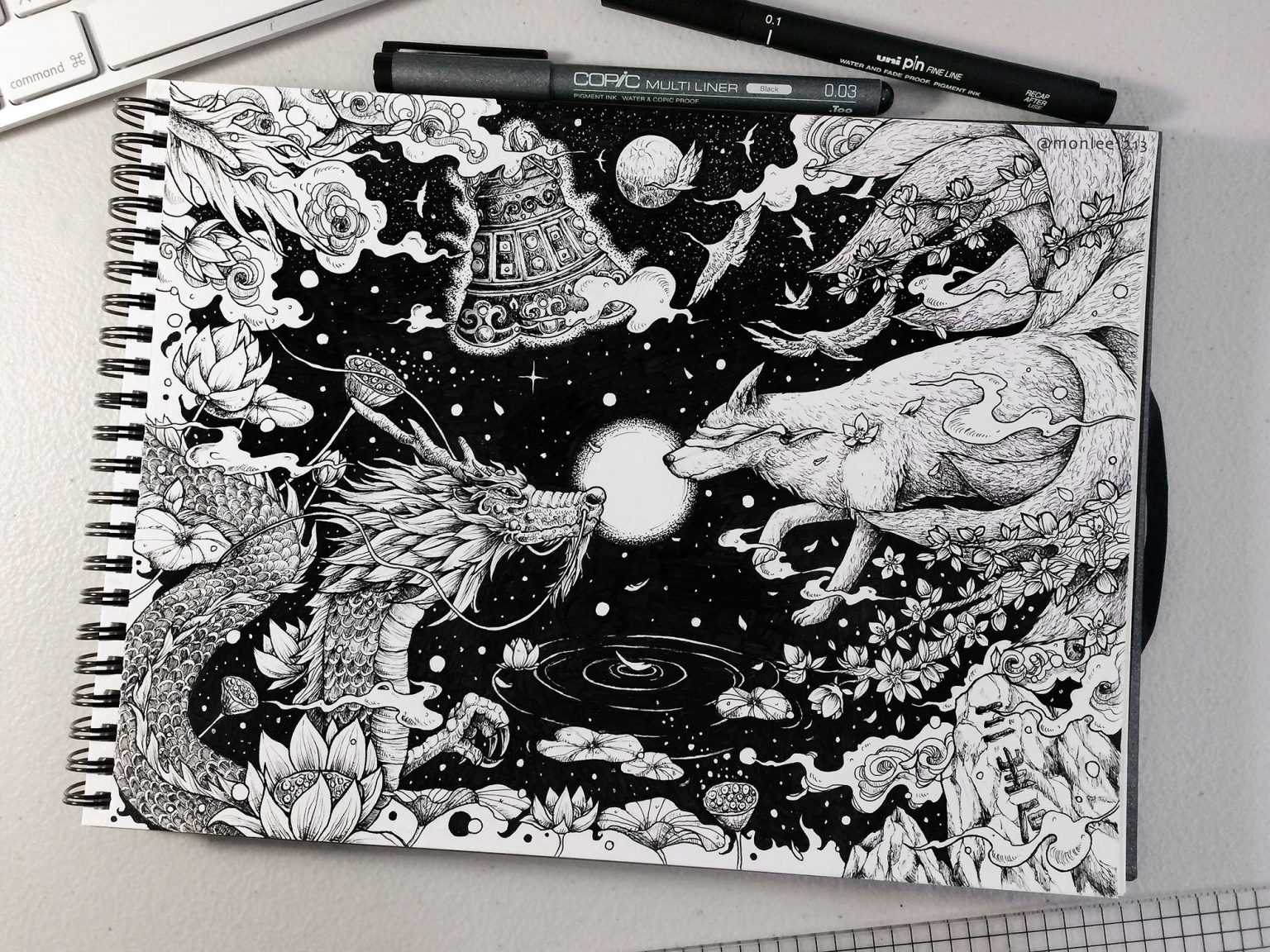50+ Black and White Pen and Ink Drawings and Illustrations